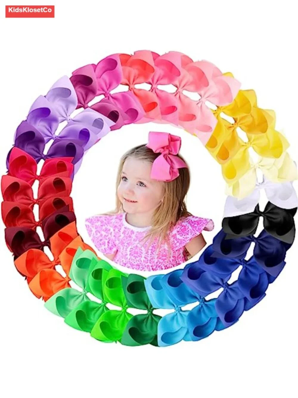 30 Pack 4 Inch Grosgrain Ribbon Hair Bows Alligator Clips Girls Toddler Kids